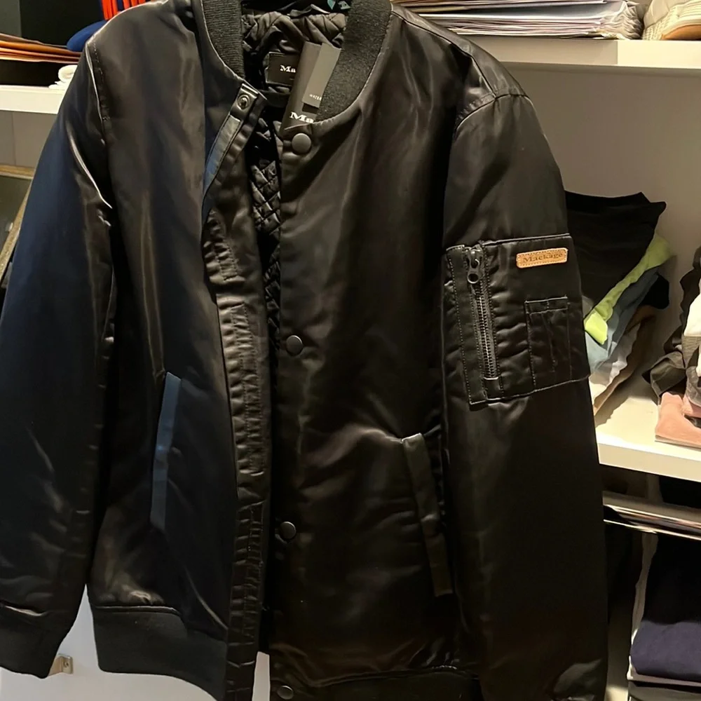 Brand new Mackage mini boys black satin bomber size 14